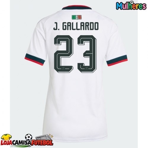 Camisa de Futebol México Jesus Gallardo #23 Equipamento Secundário Mulheres Mundo 2026 Manga Curta